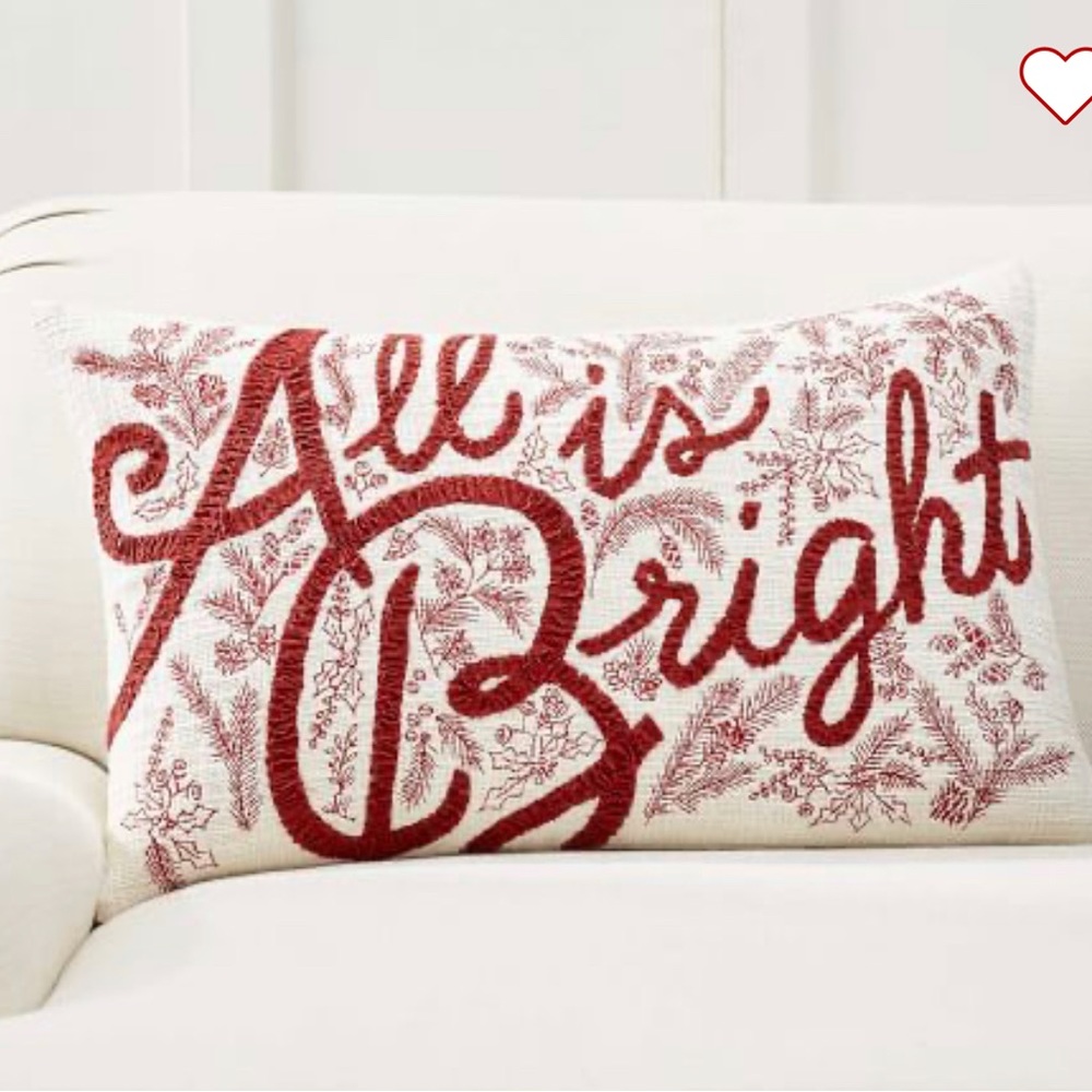 Pottery barn Christmas pillow cover all is bright